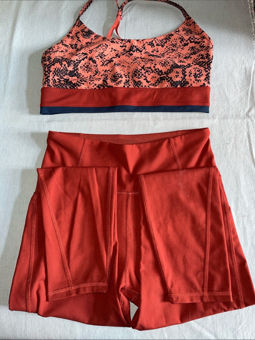 High-Waist Women's Performance Shorts in Rust Red